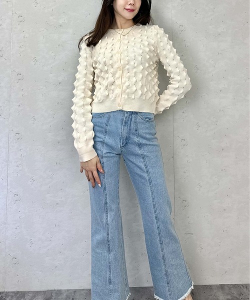 Per sist ence（パーシエンス）の「トゲトゲニットカーディガン（カーディガン/ボレロ・レディース・アイボリー/ブラック/グレー/ピンク・FREE）」の14枚目の写真