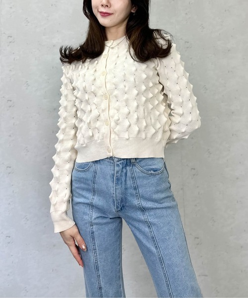 Per sist ence（パーシエンス）の「トゲトゲニットカーディガン（カーディガン/ボレロ・レディース・アイボリー/ブラック/グレー/ピンク・FREE）」の16枚目の写真