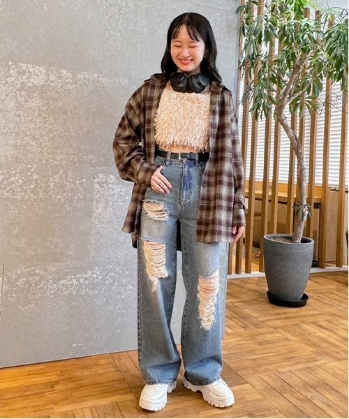Mi-je(ミジェ)の「フェザービスチェ【韓国ファッション】(ベスト・レディース・ピンク/ブルーグレー/アイボリー・F)」の7枚目の写真