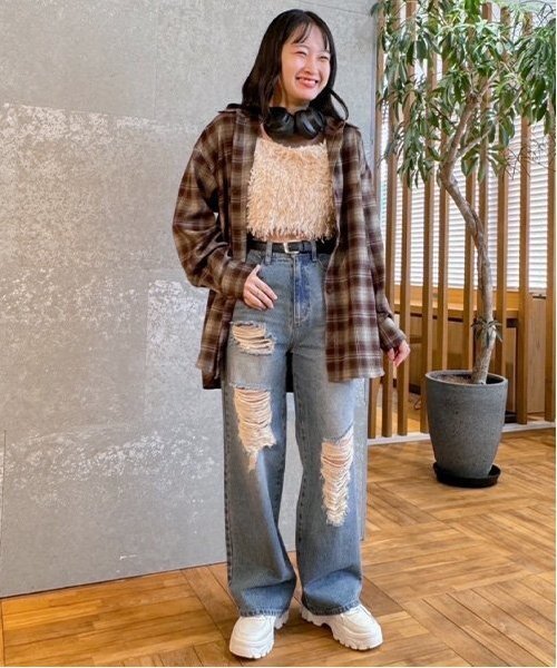 Mi-je(ミジェ)の「フェザービスチェ【韓国ファッション】(ベスト・レディース・ピンク/ブルーグレー/アイボリー・F)」の4枚目の写真