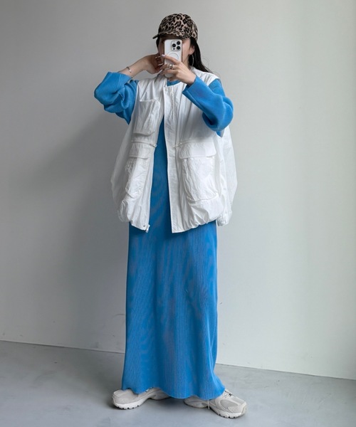 wee9s（ウィークス）の「【セルフカット可能】daily daily super stretch crew neck pleats one piece / デイリーデイリースーパーストレッチクルーネックプリーツワンピース（ワンピース・レディース・アッシュグレー/スカイブルー/ブラック/レッド/ネイビー/ボルドー/アイボリー/ダークグリーン/ブルー/ライトブルー・FREE/LONG）」の13枚目の写真