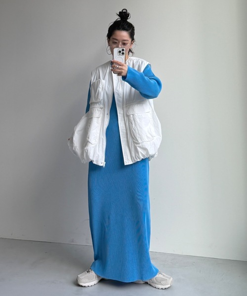 wee9s（ウィークス）の「【セルフカット可能】daily daily super stretch crew neck pleats one piece / デイリーデイリースーパーストレッチクルーネックプリーツワンピース（ワンピース・レディース・アッシュグレー/スカイブルー/ブラック/レッド/ネイビー/ボルドー/アイボリー/ダークグリーン/ブルー/ライトブルー・FREE/LONG）」の19枚目の写真