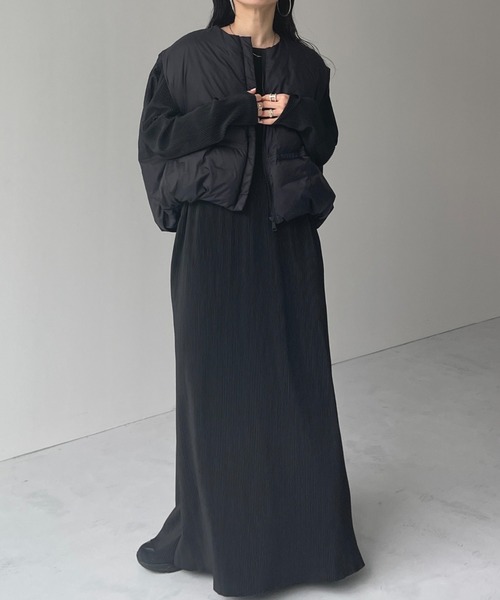 wee9s(ウィークス)の「【セルフカット可能】daily daily super stretch crew neck pleats one piece / デイリーデイリースーパーストレッチクルーネックプリーツワンピース(ワンピース・レディース・アッシュグレー/スカイブルー/ブラック/レッド/ネイビー/ボルドー/アイボリー/ダークグリーン・FREE/LONG)」の18枚目の写真