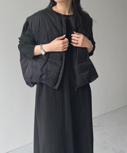 wee9s(ウィークス)の「【セルフカット可能】daily daily super stretch crew neck pleats one piece / デイリーデイリースーパーストレッチクルーネックプリーツワンピース(ワンピース・レディース・アッシュグレー/スカイブルー/ブラック/レッド/ネイビー/ボルドー/アイボリー/ダークグリーン・FREE/LONG)」の14枚目の写真