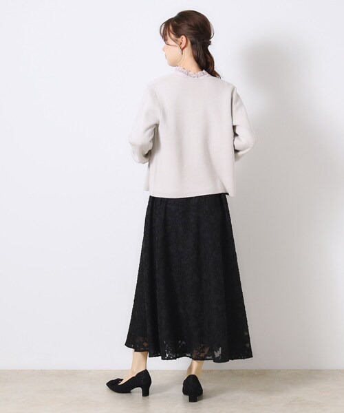 couture brooch（クチュールブローチ）の「【春の華やぎ無地見えスカート】カットジャカードフラワースカート（スカート・レディース・ブラック/アイボリー/ライトパープル・40/38/42/36）」の17枚目の写真