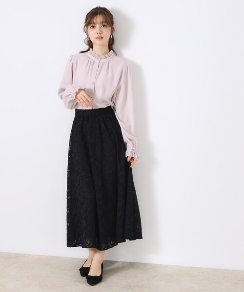 couture brooch（クチュールブローチ）の「【春の華やぎ無地見えスカート】カットジャカードフラワースカート（スカート・レディース・ブラック/アイボリー/ライトパープル・40/38/42/36）」の18枚目の写真