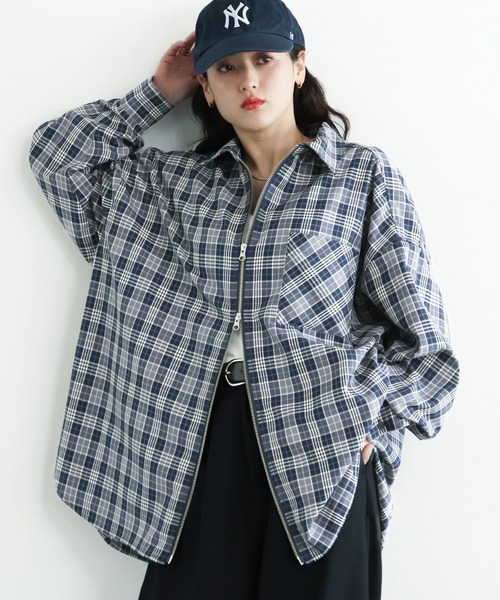 約35%OFF♡SALE♡ Rady チェックシャツ HECT】Big W-pocket Draw Cord Seersucker Check S/S Shirt / ビッグ
