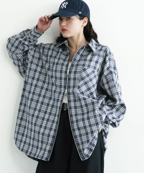 RAGEBLUE（レイジブルー）の「選べるデザイン/WジップアソートBIGチェックシャツ（シャツ/ブラウス・レディース・ネイビー/グレー/レッド・MEDIUM/LARGE）」の20枚目の写真