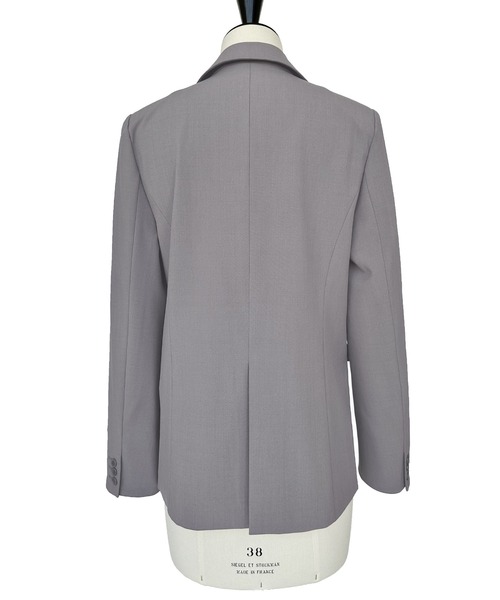 ストレッチ ｜ ピークドラペル ダブルジャケット ＆ プリーツ トップス