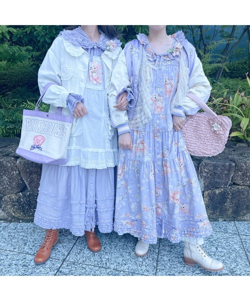 ピンクハウス　Teddyシルエットフリルバッグ　ピンク PINK HOUSE（ピンクハウス）の「Teddyシルエットフリルバッグ