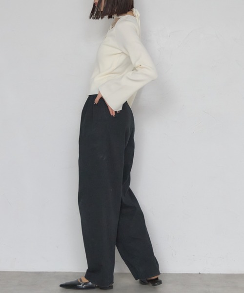 leimn（レイムン）の「レイヤード風リブトップ（タイ付き）（Tシャツ/カットソー・レディース・ブラック/オフホワイト・FREE）」の12枚目の写真