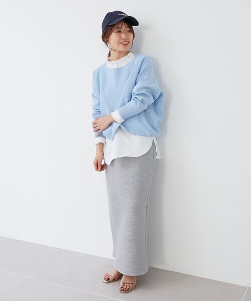 le.coeur blanc（ルクールブラン）の「《手洗い可能》ミラノリブ裾ラウンドプルオーバー（ニット/セーター・レディース・ブルー/ネイビー/ピンク/ホワイト・38）」の8枚目の写真