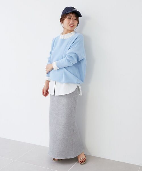 le.coeur blanc（ルクールブラン）の「《手洗い可能》ミラノリブ裾ラウンドプルオーバー（ニット/セーター・レディース・ブルー/ネイビー/ピンク/ホワイト・38）」の9枚目の写真