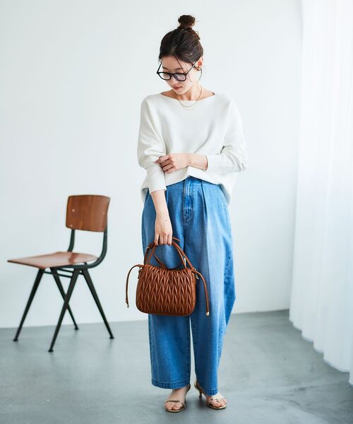 le.coeur blanc（ルクールブラン）の「《手洗い可能》ミラノリブ裾ラウンドプルオーバー（ニット/セーター・レディース・ブルー/ネイビー/ピンク/ホワイト・38）」の20枚目の写真