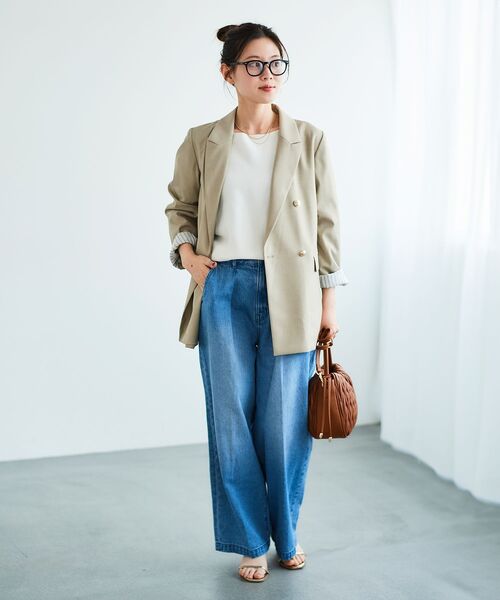 le.coeur blanc（ルクールブラン）の「《手洗い可能》ミラノリブ裾ラウンドプルオーバー（ニット/セーター・レディース・ブルー/ネイビー/ピンク/ホワイト・38）」の21枚目の写真