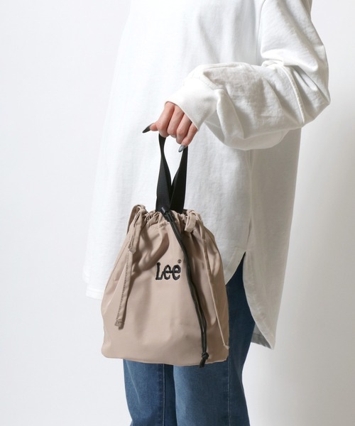 Lee/リー ロゴ ワンポイント刺繍 ミニシャーリングリボンバッグ/巾着