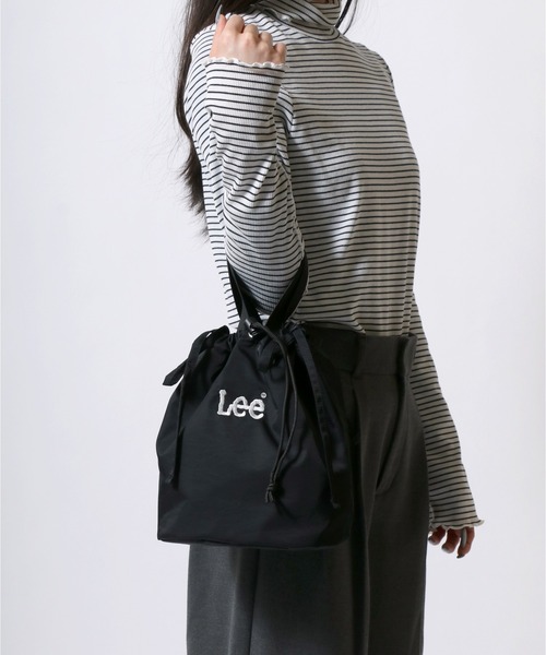 Lee(リー)の「Lee/リー ロゴ ワンポイント刺繍 ミニシャーリングリボンバッグ/巾着バッグ/トートバッグ/レディース メンズ(トートバッグ・レディース・ライトグレー/ブラック/シルバー/ライトベージュ・FREE)」の2枚目の写真