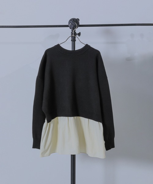 ROSE BUD(ローズバッド)の「シャツドッキングニットプルオーバー(ニット/セーター・レディース・ブラック/ベージュ/ブルー・ONE SIZE)」の12枚目の写真
