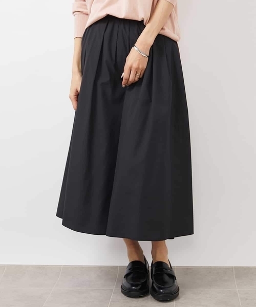 MICHEL KLEIN(ミッシェル・クラン)の「ギャザーフレアスカート(スカート・レディース・ブラック/アイボリー/ライトピンク・38)」の2枚目の写真