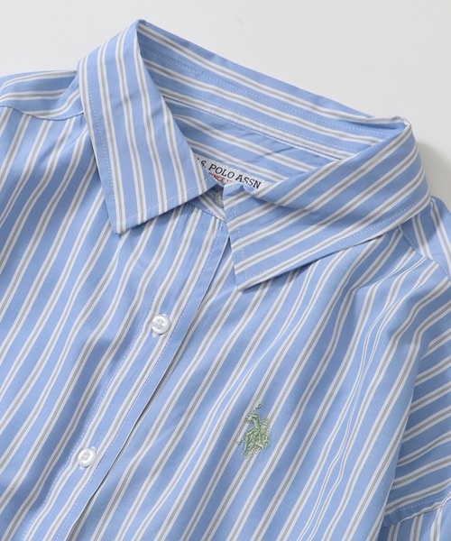 U.S. POLO ASSN.(ユーエスポロアッスン)の「【U.S. POLO ASSN./ユーエスポロアッスン】ブロード ワンポイントポニー レギュラーカラー ショート丈 ロングスリーブシャツ(シャツ/ブラウス・レディース・ストライプ/ブルー系その他・LL/M/L)」の21枚目の写真