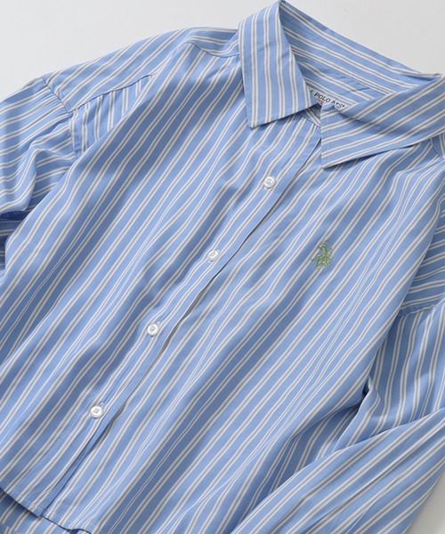 U.S. POLO ASSN.(ユーエスポロアッスン)の「【U.S. POLO ASSN./ユーエスポロアッスン】ブロード ワンポイントポニー レギュラーカラー ショート丈 ロングスリーブシャツ(シャツ/ブラウス・レディース・ストライプ/ブルー系その他・LL/M/L)」の17枚目の写真