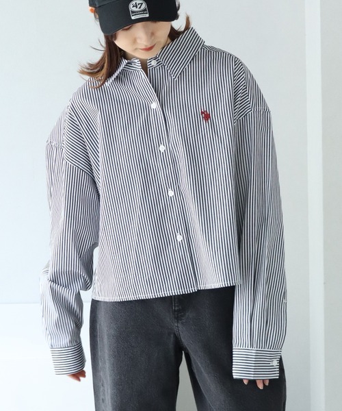 U.S. POLO ASSN.(ユーエスポロアッスン)の「【U.S. POLO ASSN./ユーエスポロアッスン】ブロード ワンポイントポニー レギュラーカラー ショート丈 ロングスリーブシャツ(シャツ/ブラウス・レディース・ストライプ/ブルー系その他・LL/M/L)」の12枚目の写真