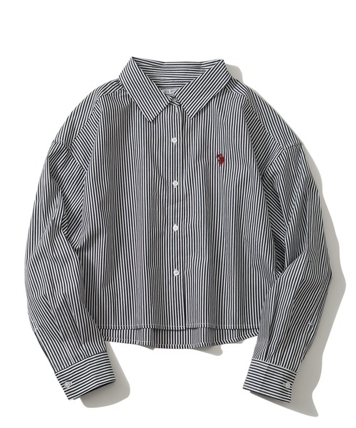 U.S. POLO ASSN.(ユーエスポロアッスン)の「【U.S. POLO ASSN./ユーエスポロアッスン】ブロード ワンポイントポニー レギュラーカラー ショート丈 ロングスリーブシャツ(シャツ/ブラウス・レディース・ストライプ/ブルー系その他・LL/M/L)」の5枚目の写真