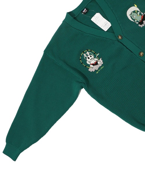 ScoLar Parity（スカラーパリティ）の「351106：風雷刺繍メッシュ編み ニットカーディガン（カーディガン/ボレロ・メンズ・ブラック/グリーン/アイボリー・M）」の8枚目の写真