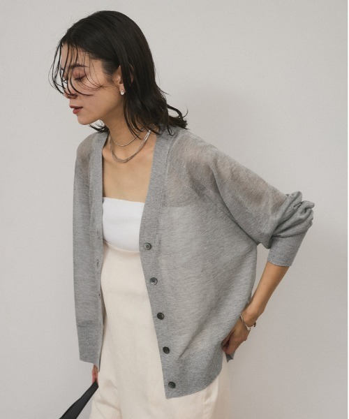 ブライトラメVネックシアーカーディガン［一部WEB限定カラー・手洗い
