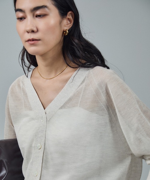 セール】ブライトラメVネックシアーカーディガン［一部WEB限定カラー
