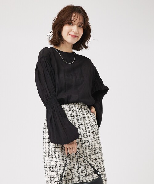 abahouse mavie(アバハウスマヴィ)の「キャンディスリーブ2WAYシアーブラウス/春服(シャツ/ブラウス・レディース・ブラック/サックスブルー/アイボリー/グリーン・フリー)」の3枚目の写真