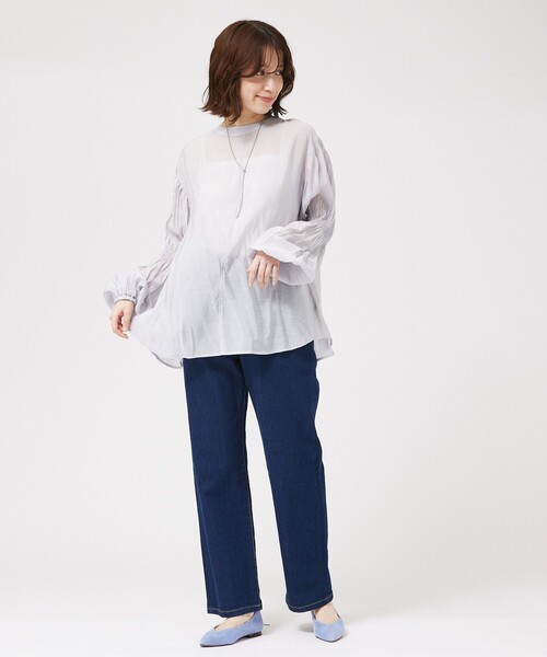 abahouse mavie(アバハウスマヴィ)の「キャンディスリーブ2WAYシアーブラウス/春服(シャツ/ブラウス・レディース・ブラック/サックスブルー/アイボリー/グリーン・フリー)」の11枚目の写真