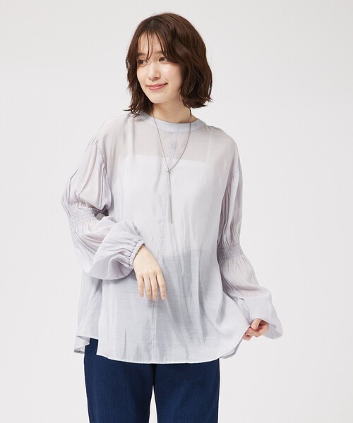 abahouse mavie(アバハウスマヴィ)の「キャンディスリーブ2WAYシアーブラウス/春服(シャツ/ブラウス・レディース・ブラック/サックスブルー/アイボリー/グリーン・フリー)」の12枚目の写真