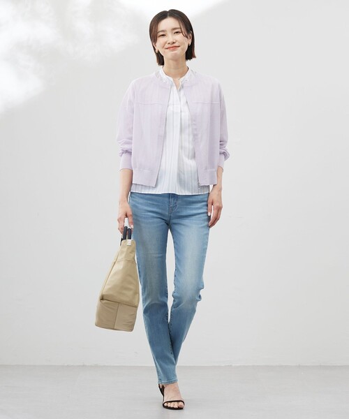 J.PRESS(ジェイプレス)の「【洗える】ランダムストライプ スタンドカラー ブラウス(シャツ/ブラウス・レディース・ホワイト系1/ピンク系1/サックスブルー系1・T15/T13)」の5枚目の写真