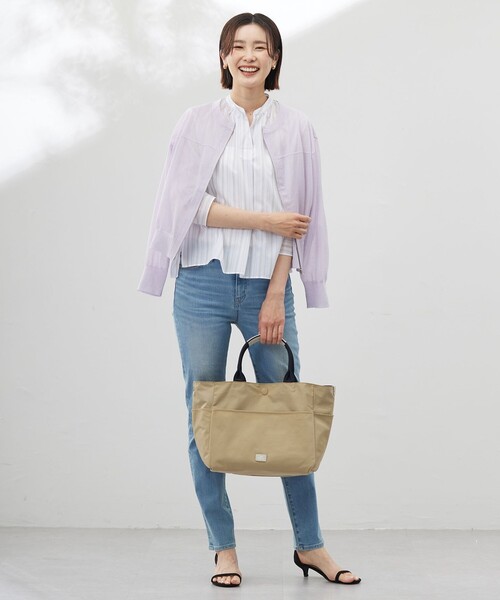 J.PRESS(ジェイプレス)の「【洗える】ランダムストライプ スタンドカラー ブラウス(シャツ/ブラウス・レディース・ホワイト系1/ピンク系1/サックスブルー系1・T15/T13)」の6枚目の写真