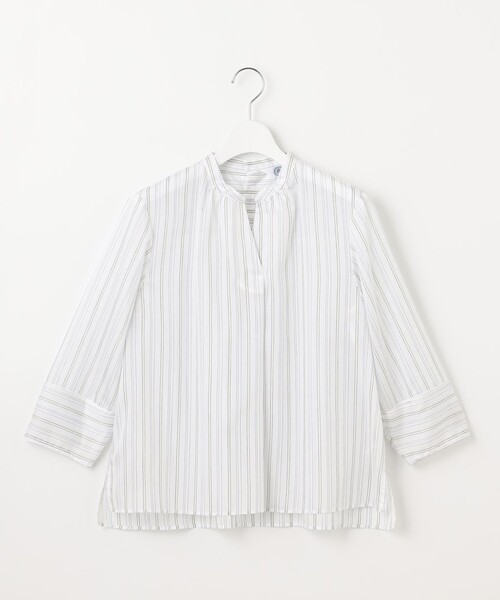 J.PRESS(ジェイプレス)の「【洗える】ランダムストライプ スタンドカラー ブラウス(シャツ/ブラウス・レディース・ホワイト系1/ピンク系1/サックスブルー系1・T15/T13)」の10枚目の写真
