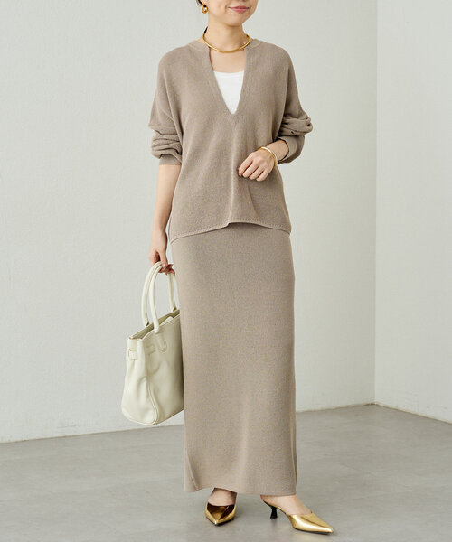 ★タグ付き LOUNGEDRESSラウンジドレス ニットセミフレアスカート LOUNGEDRESS（ラウンジドレス）の「ニットセミフレアスカート