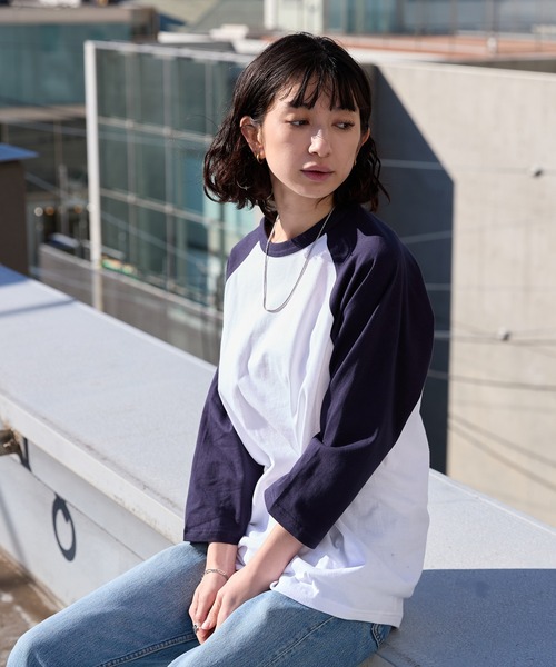 United Athle(ユナイテッドアスレ)の「【UNITED ATHLE】raglan sleeves T‐shirts / ラグランスリーブ 3/4スリーブ ラグランスリーブTシャツ 7分袖Tシャツ バイカラー クルーネック 2026年 夏 夏服(Tシャツ/カットソー・レディース・ホワイト×ネイビー/ホワイト×ブラック/ブラック/ミックスグレー・S/M/L/XL)」の3枚目の写真