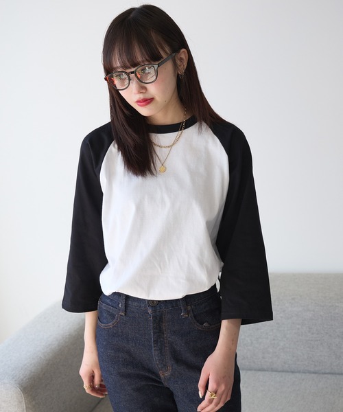 United Athle(ユナイテッドアスレ)の「【UNITED ATHLE】raglan sleeves T‐shirts / ラグランスリーブ 3/4スリーブ ラグランスリーブTシャツ 7分袖Tシャツ バイカラー クルーネック 2026年 夏 夏服(Tシャツ/カットソー・レディース・ホワイト×ネイビー/ホワイト×ブラック/ブラック/ミックスグレー・S/M/L/XL)」の11枚目の写真
