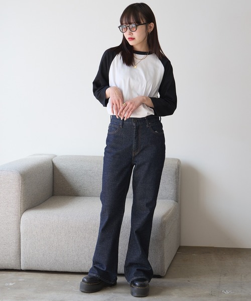 United Athle(ユナイテッドアスレ)の「【UNITED ATHLE】raglan sleeves T‐shirts / ラグランスリーブ 3/4スリーブ ラグランスリーブTシャツ 7分袖Tシャツ バイカラー クルーネック 2026年 夏 夏服(Tシャツ/カットソー・レディース・ホワイト×ネイビー/ホワイト×ブラック/ブラック/ミックスグレー・S/M/L/XL)」の14枚目の写真