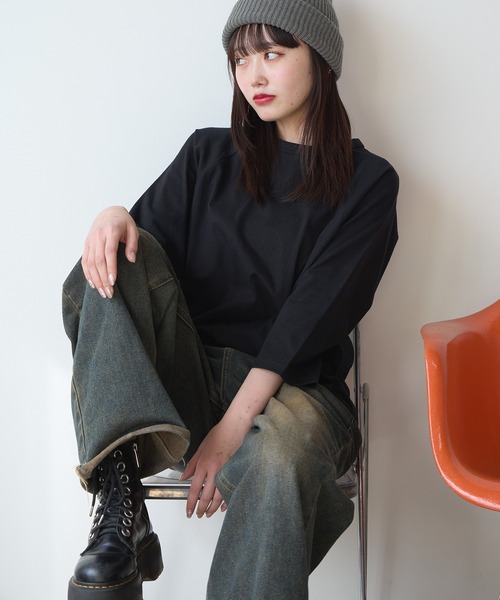 United Athle(ユナイテッドアスレ)の「【UNITED ATHLE】raglan sleeves T‐shirts / ラグランスリーブ 3/4スリーブ ラグランスリーブTシャツ 7分袖Tシャツ バイカラー クルーネック 2026年 夏 夏服(Tシャツ/カットソー・レディース・ホワイト×ネイビー/ホワイト×ブラック/ブラック/ミックスグレー・S/M/L/XL)」の18枚目の写真