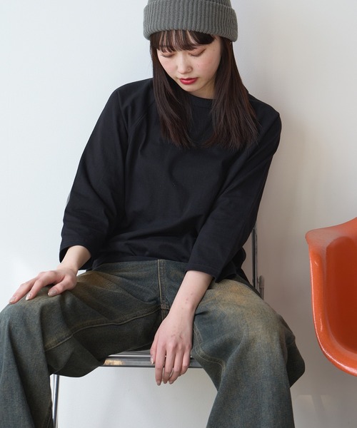 United Athle(ユナイテッドアスレ)の「【UNITED ATHLE】raglan sleeves T‐shirts / ラグランスリーブ 3/4スリーブ ラグランスリーブTシャツ 7分袖Tシャツ バイカラー クルーネック 2026年 夏 夏服(Tシャツ/カットソー・レディース・ホワイト×ネイビー/ホワイト×ブラック/ブラック/ミックスグレー・S/M/L/XL)」の19枚目の写真