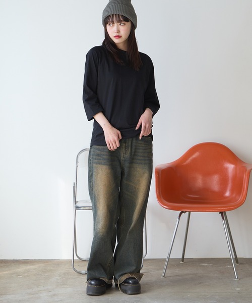 United Athle(ユナイテッドアスレ)の「【UNITED ATHLE】raglan sleeves T‐shirts / ラグランスリーブ 3/4スリーブ ラグランスリーブTシャツ 7分袖Tシャツ バイカラー クルーネック 2026年 夏 夏服(Tシャツ/カットソー・レディース・ホワイト×ネイビー/ホワイト×ブラック/ブラック/ミックスグレー・S/M/L/XL)」の21枚目の写真