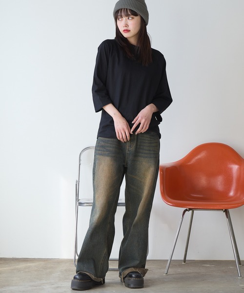 United Athle(ユナイテッドアスレ)の「【UNITED ATHLE】raglan sleeves T‐shirts / ラグランスリーブ 3/4スリーブ ラグランスリーブTシャツ 7分袖Tシャツ バイカラー クルーネック 2026年 夏 夏服(Tシャツ/カットソー・レディース・ホワイト×ネイビー/ホワイト×ブラック/ブラック/ミックスグレー・S/M/L/XL)」の22枚目の写真