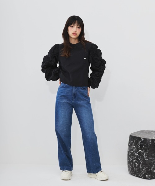 DIP IN CHOCOLATE(ディップインチョコレート)の「シャーリングスリーブプルオーバー【DIP IN CHOCOLATE】(Tシャツ/カットソー・レディース・オフホワイト/ブラック・F)」の21枚目の写真