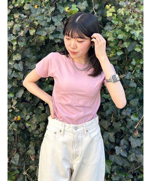 Ungrid（アングリッド）の「シアーカラーラグランTee（Tシャツ/カットソー・レディース・オレンジ/パープル/ピンク/オフホワイト/ブルー・FREE）」の5枚目の写真