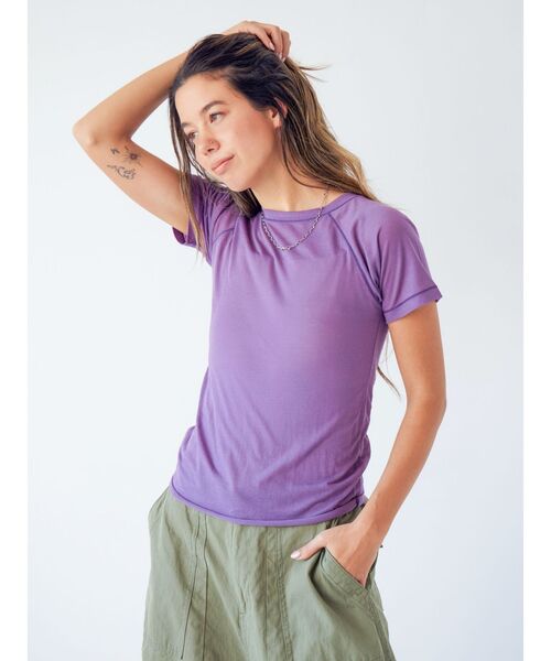 Ungrid（アングリッド）の「シアーカラーラグランTee（Tシャツ/カットソー・レディース・オレンジ/パープル/ピンク/オフホワイト/ブルー・FREE）」の8枚目の写真