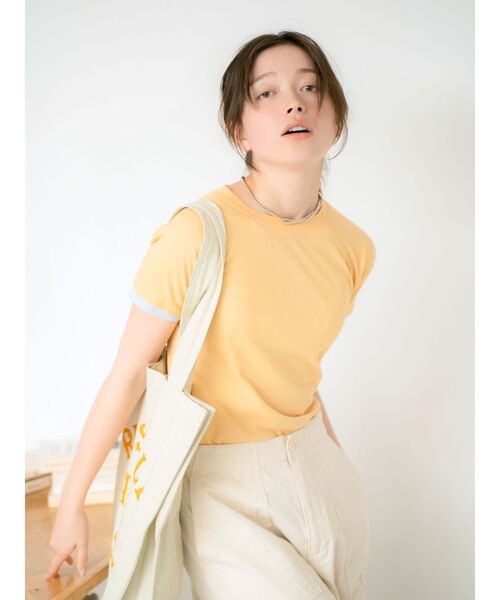 Ungrid（アングリッド）の「シアーカラーラグランTee（Tシャツ/カットソー・レディース・オレンジ/パープル/ピンク/オフホワイト/ブルー・FREE）」の16枚目の写真