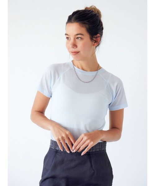 Ungrid（アングリッド）の「シアーカラーラグランTee（Tシャツ/カットソー・レディース・オレンジ/パープル/ピンク/オフホワイト/ブルー・FREE）」の22枚目の写真