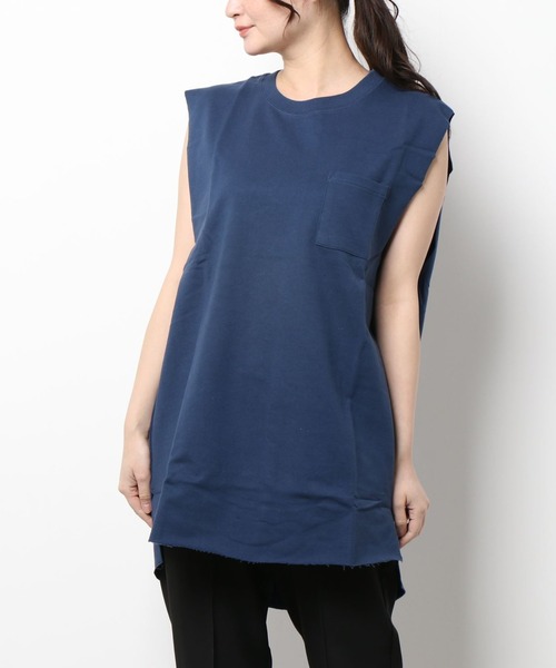ARCHIVER(アーカイバ)の「【RDS】ポケット付き カットオフ ノースリーブカットソー(Tシャツ/カットソー・メンズ・ベージュ/ネイビー/カーキ/ブラック・MEDIUM/LARGE)」の4枚目の写真